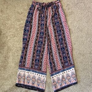 Rue 21 Bohemian Pink Printed Wide-Leg Pants